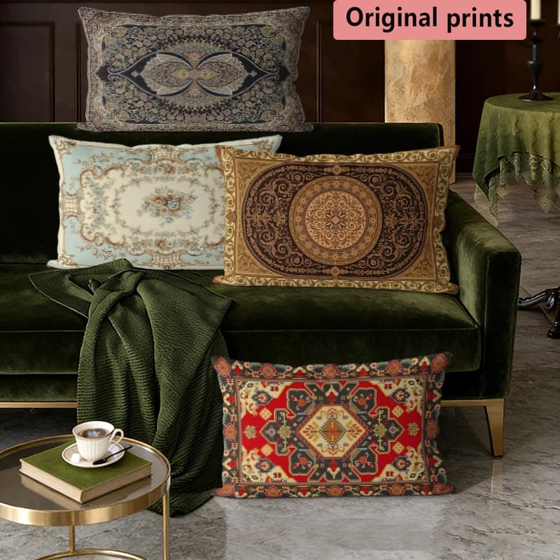 Fodere per cuscini lombari vintage in stile boho persiano, adatte per divano, camera da letto, auto, cuscino rettangolare per la schiena