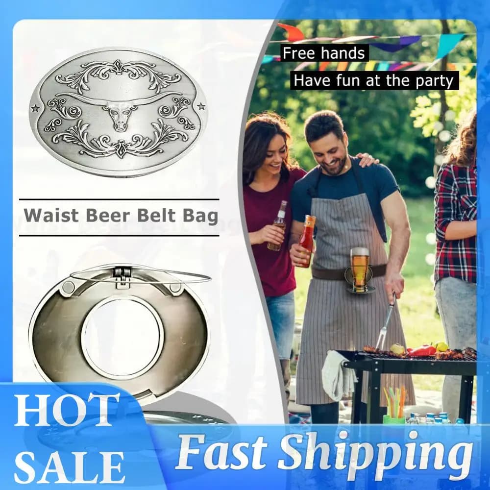 Portabottiglie da cintura Beer Head per campeggio (stile antico a forma di mucca)