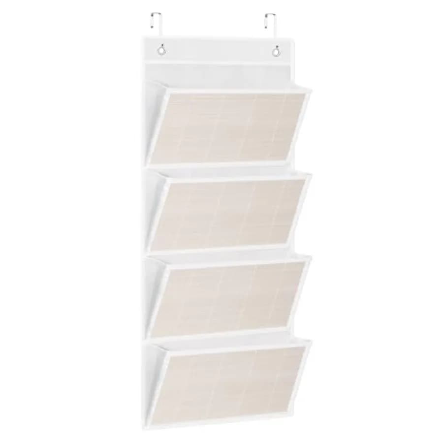 Over the Door File Organizer - Hanging Wall Mounted File Folders Storage with 5 Extra Large Pockets for Home, 0ffice, Classroom