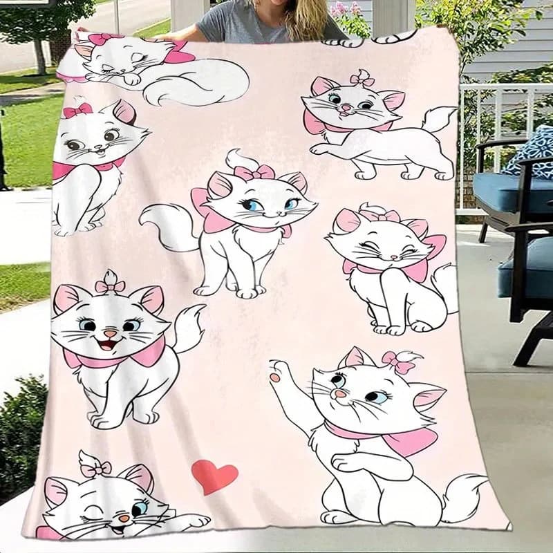 Coperta in Flanella con Stampa Marie Cat, Morbida e Accogliente Coperta per Divano, Letto, Poltrona, Calda per Tutte le Stagioni, Coperta Stampata 2D per Riposo, Viaggi, Regalo