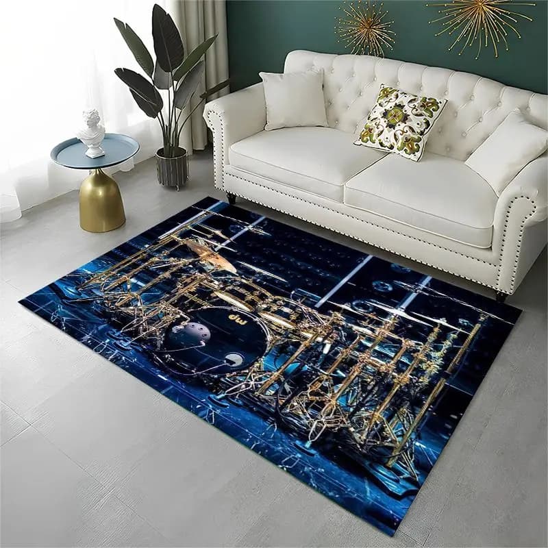 Retro Drum Set Music Instruments Drum Kit Large Area Rug Non-slip Durable Carpet for Bedroom Living Room Sofa Doormat Home Decor