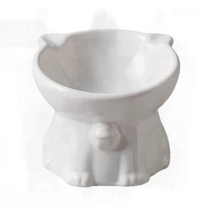 Ciotola per cibo per gatti in ceramica Piatto per animali anti-bussare nero con bocca obliqua e design con piede alto per cani e riso - Protegge il cervicale