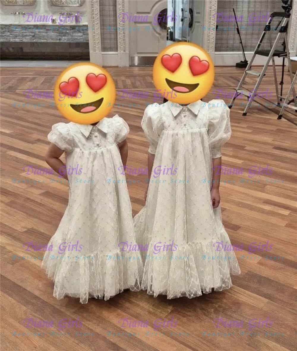 Bellissimo abito da ragazza di fiori con applicazioni soffici in tulle avorio per la prima comunione per abiti da sposa Abiti da compleanno per feste per bambina