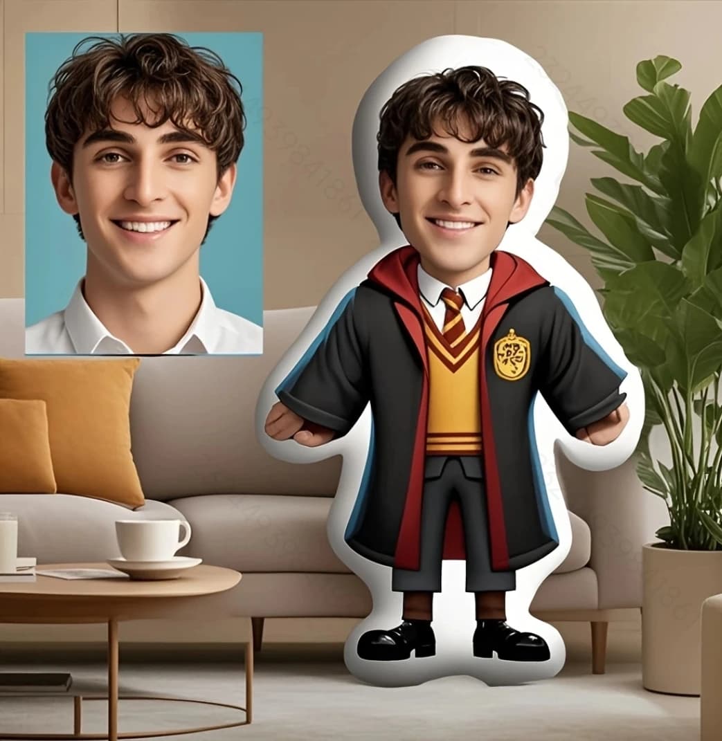1 wizard customized photo pillow, cloak shaped, cute birthday graduation decoration, suitable for Father's Day, Mother's Day