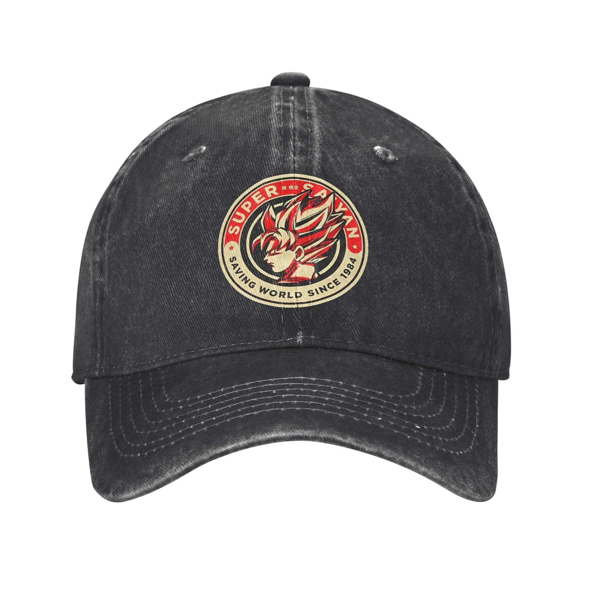 Cappellino da Baseball Dragon Ball SUPER SAYAN SAVING WORLD per Uomo e Donna, Cappello in Denim Lavato e Invecchiato, Accessorio Moda per Corsa, Golf e Protezione Solare