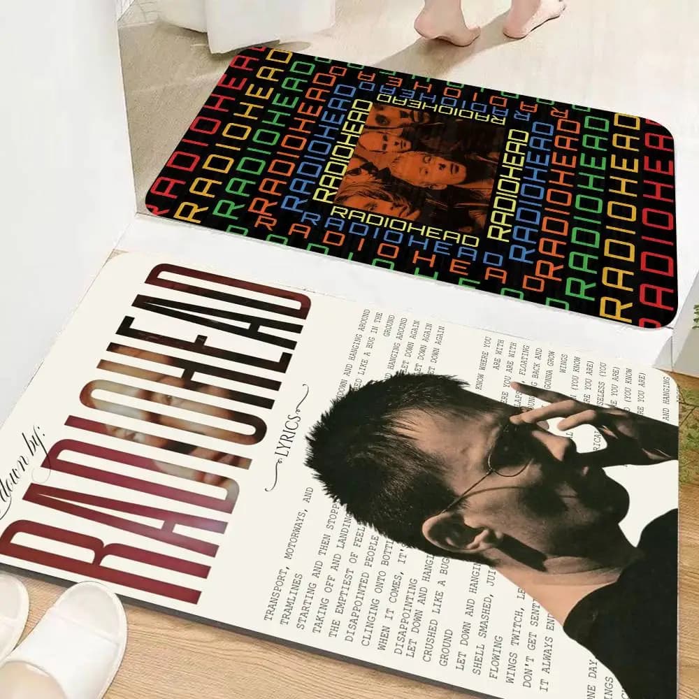 Floor mat with rainbow painting R-Radiohead Band, Nordic style, for home, for bathroom, for bedroom, for hotel