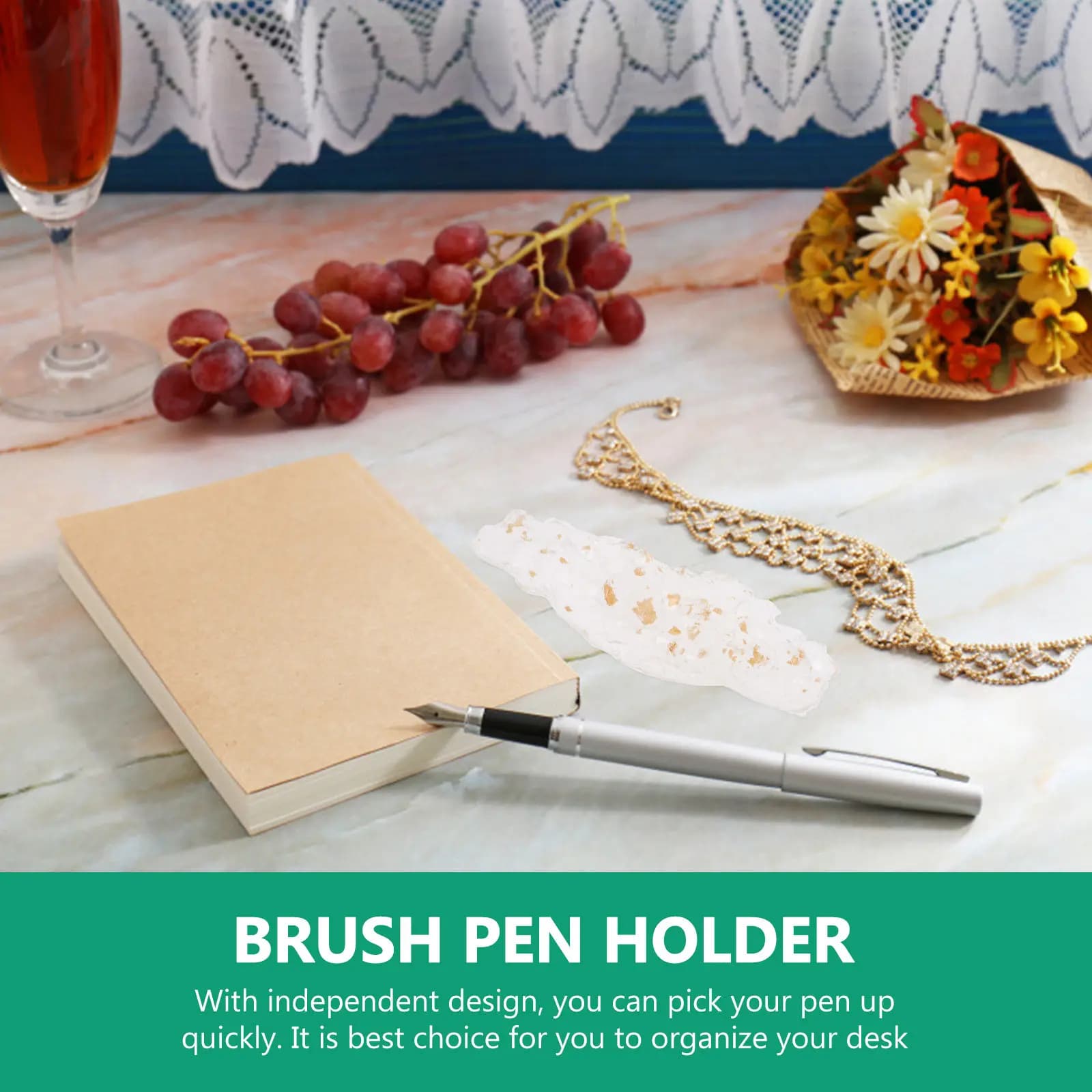 Acrylic Pen Holder Clear Desk Organizer for Fountain Pens Calligraphy Brushes Nail Art and Paint Brushes