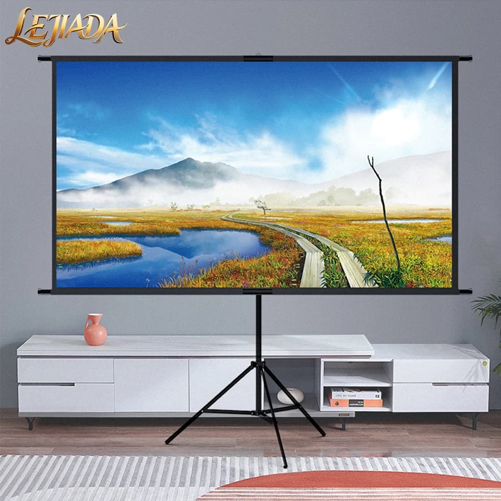 LEJIADA Nuovo Supporto a Parete Singolo 2-in-1 per Schermo Proiettore, Portatile Pieghevole Senza Foratura per Esterni e Casa, 60/84/100/120 Pollici