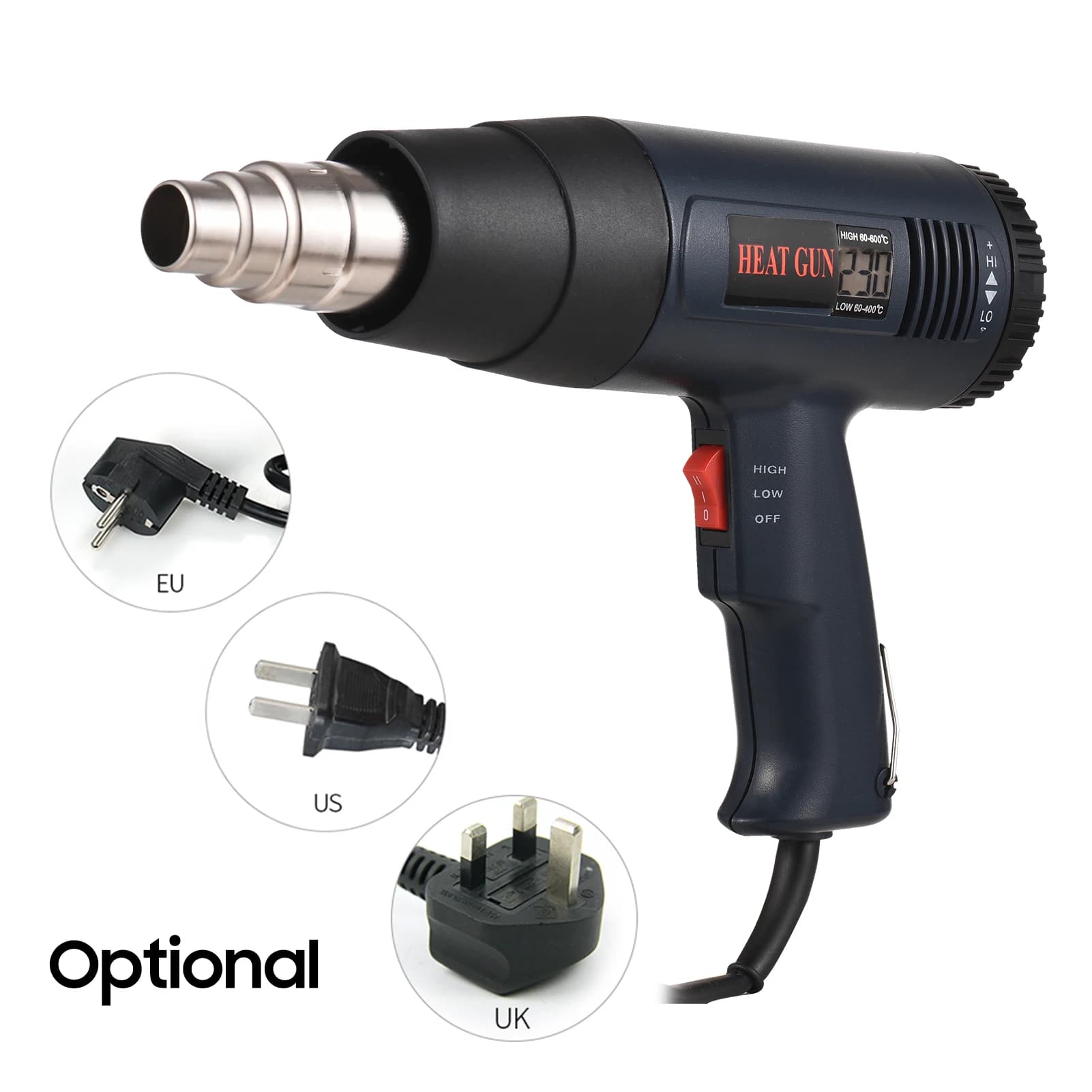 Pistola ad aria calda industriale Riscaldamento rapido LCD Digitale a temperatura controllata 1800W Kit pistola termica Ventilatore di calore portatile Aria calda elettrica