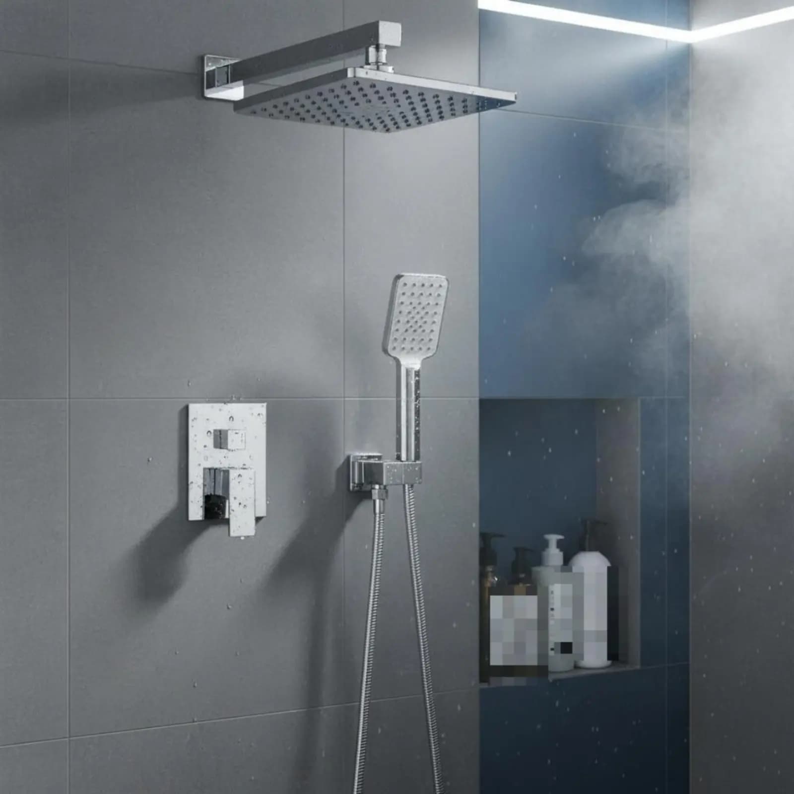Set Doccia a Incasso a Due Funzioni, Kit Doccia Nascosto per Bagno, Impianto Doccia a Lunga Durata con Pressione Potenziata