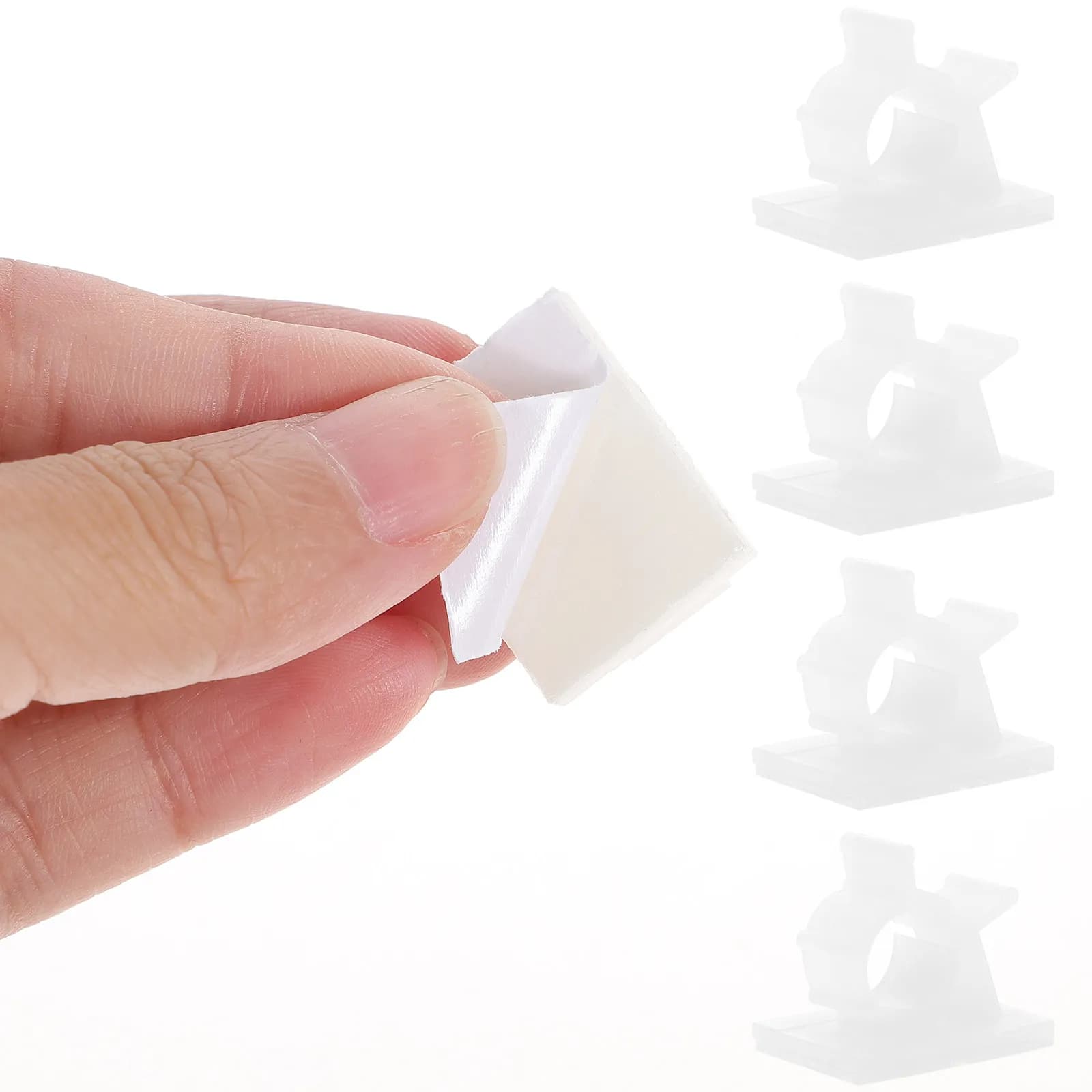 100 fermacavi adesivi per casa, ufficio, auto, strumento di gestione dei cavi in plastica resistente, senza residui, organizer per cavi