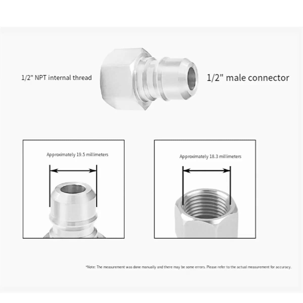 High Pressure Water Quick Connector, NPT4 to DN15 Stainless Steel Adapter, Suitable for Garden Pipes, Washing Machines