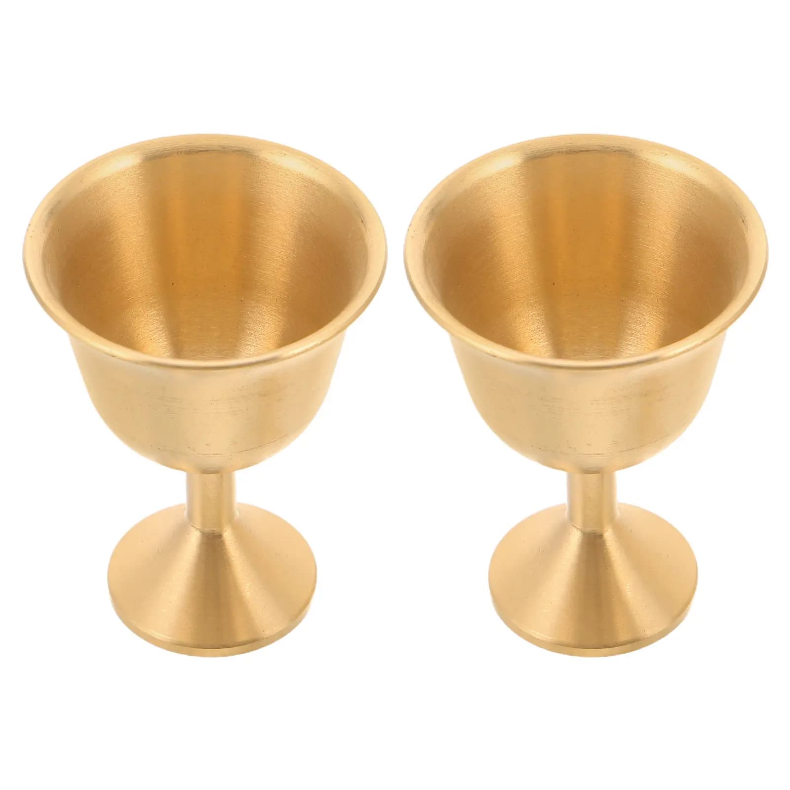 2Pcs Metal Brass Goblet Cups Retro Style Stemmed Wine Chalice for Ceremony Banquet Communion Wedding Renaissance Toast