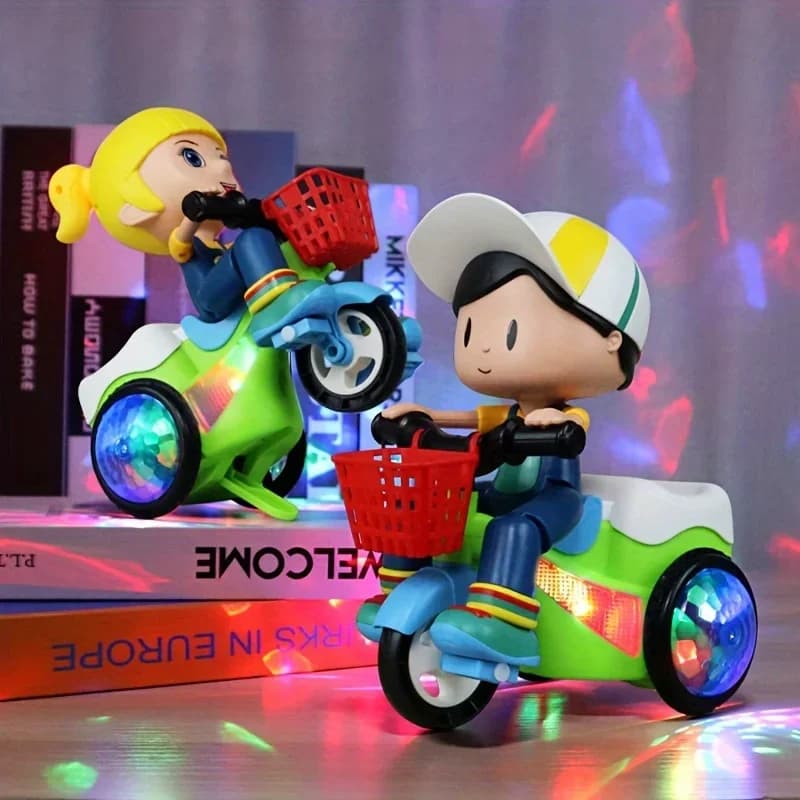 Musica Stunt Cool Triciclo Auto Ruota di 360 gradi Moto luminosa Giocattoli per bambini Regalo di Natale facile da usare per bambini Bambini