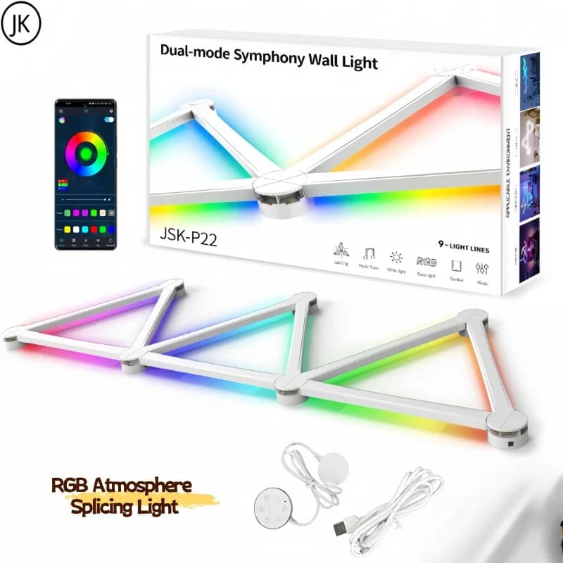 Nuova giunzione gratuita fai da te RGB luce d'atmosfera colorata WIFI Bluetooth doppia modalità LED controllo del suono luce di giunzione decorativa