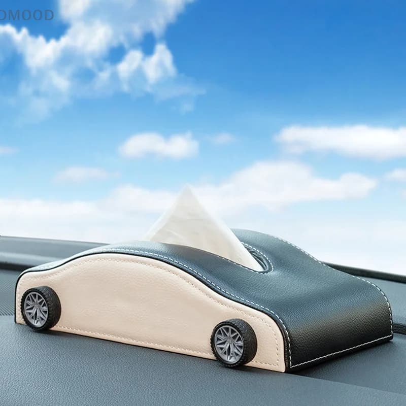[R] Scatola per fazzoletti a forma di auto creativa Dispenser per fazzoletti resistenti al calore per pneumatici simulati Organizzatore di fazzoletti in pelle per auto portatile decorativo