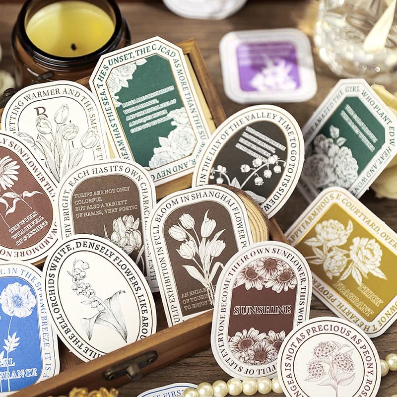 20 pcs/pack valley Rose Blossom scrapbooking Literary Classical Sunflower Lily of the Stamping Label Decorative Sticker 8 kinds