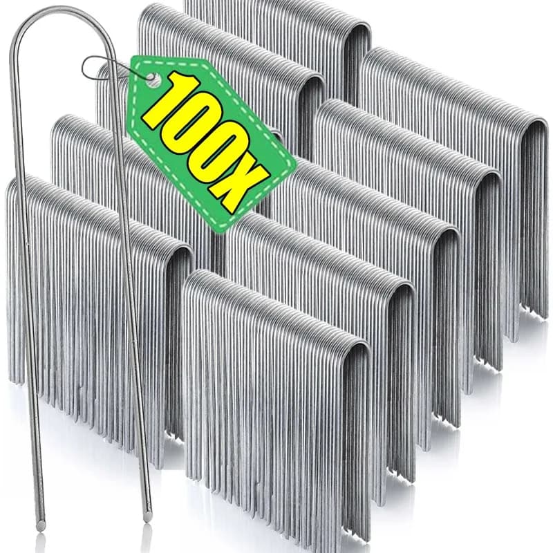 Graffette per paesaggi da giardino a forma di U, in acciaio resistente, per tende da giardino, pali fissi, perni di fissaggio, per tenere prati, barriera, tappetino per erba