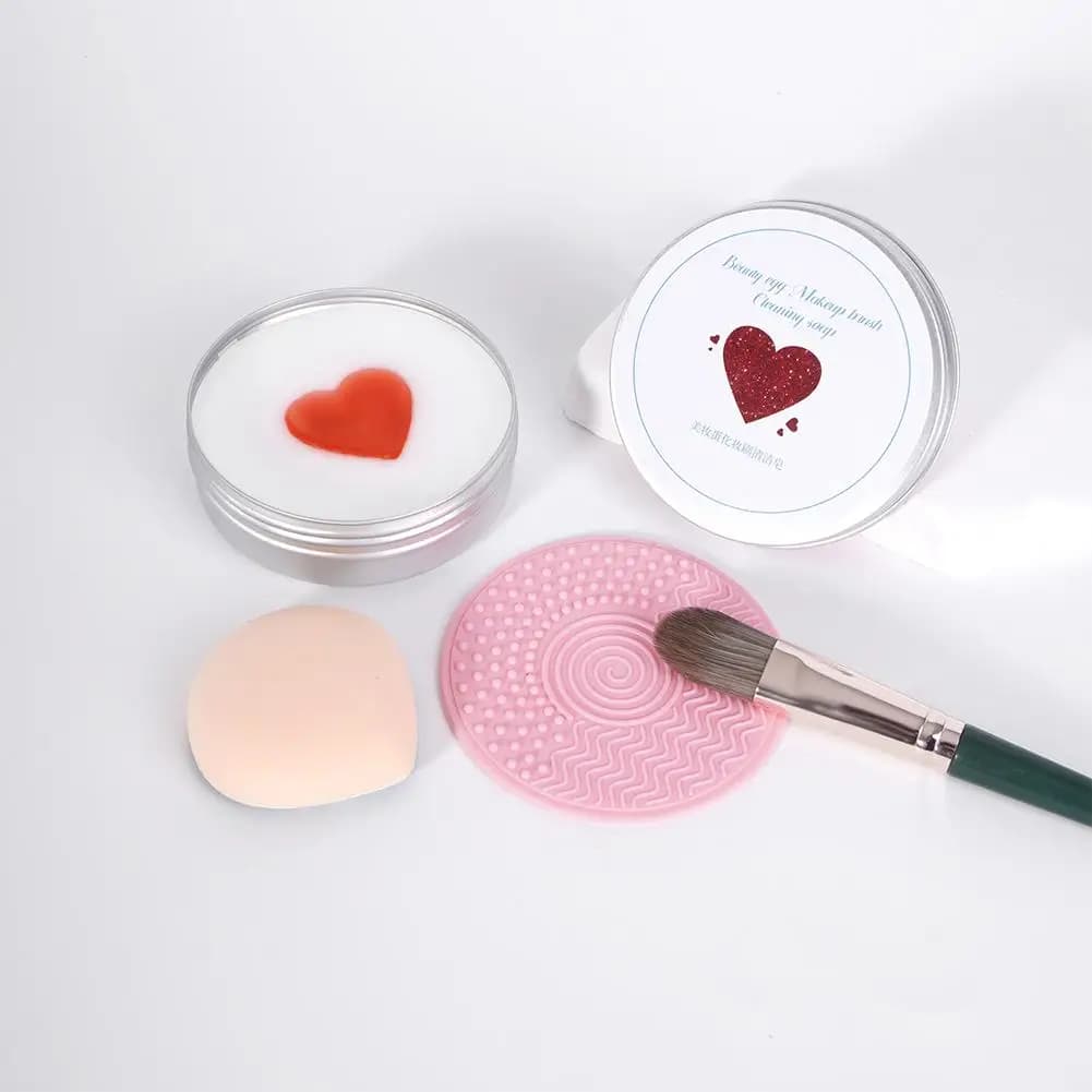 Sapone detergente per pennelli da trucco e spugne beauty blender con contenitore in metallo per la pulizia di pennelli e spugne da trucco