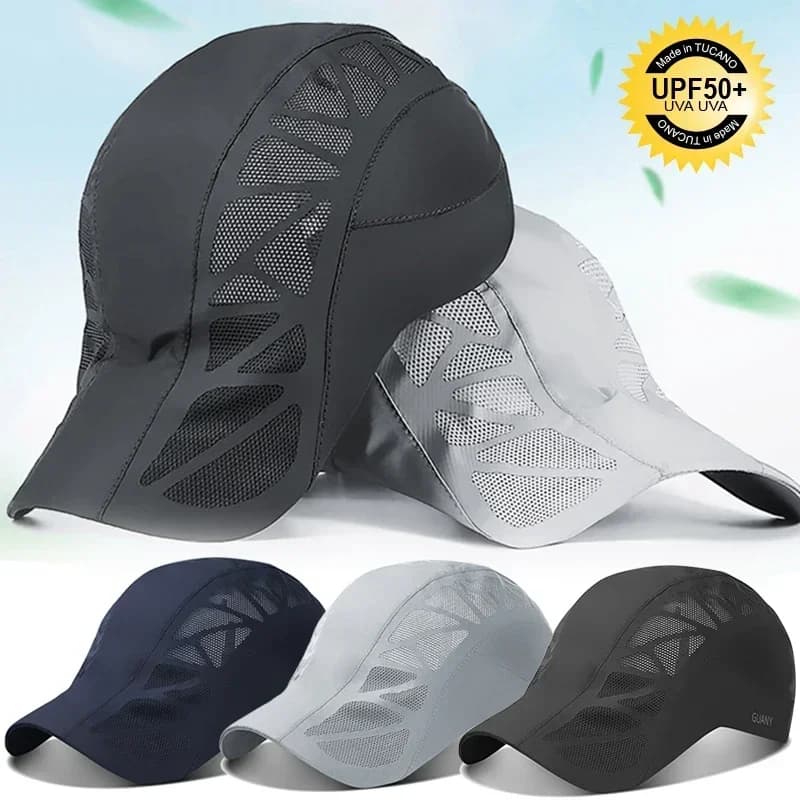 Cappelli Estivi Sportivi da Uomo: Visiere Traspiranti in Rete ad Asciugatura Rapida, Berretti da Golf Outdoor, Cappello Piatto alla Moda