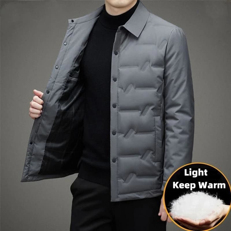 Piumini leggeri da uomo Casual Slim Fit Caldi camicie eleganti da lavoro invernali senza felpe con cappuccio Giacche Capispalla alla moda semplice