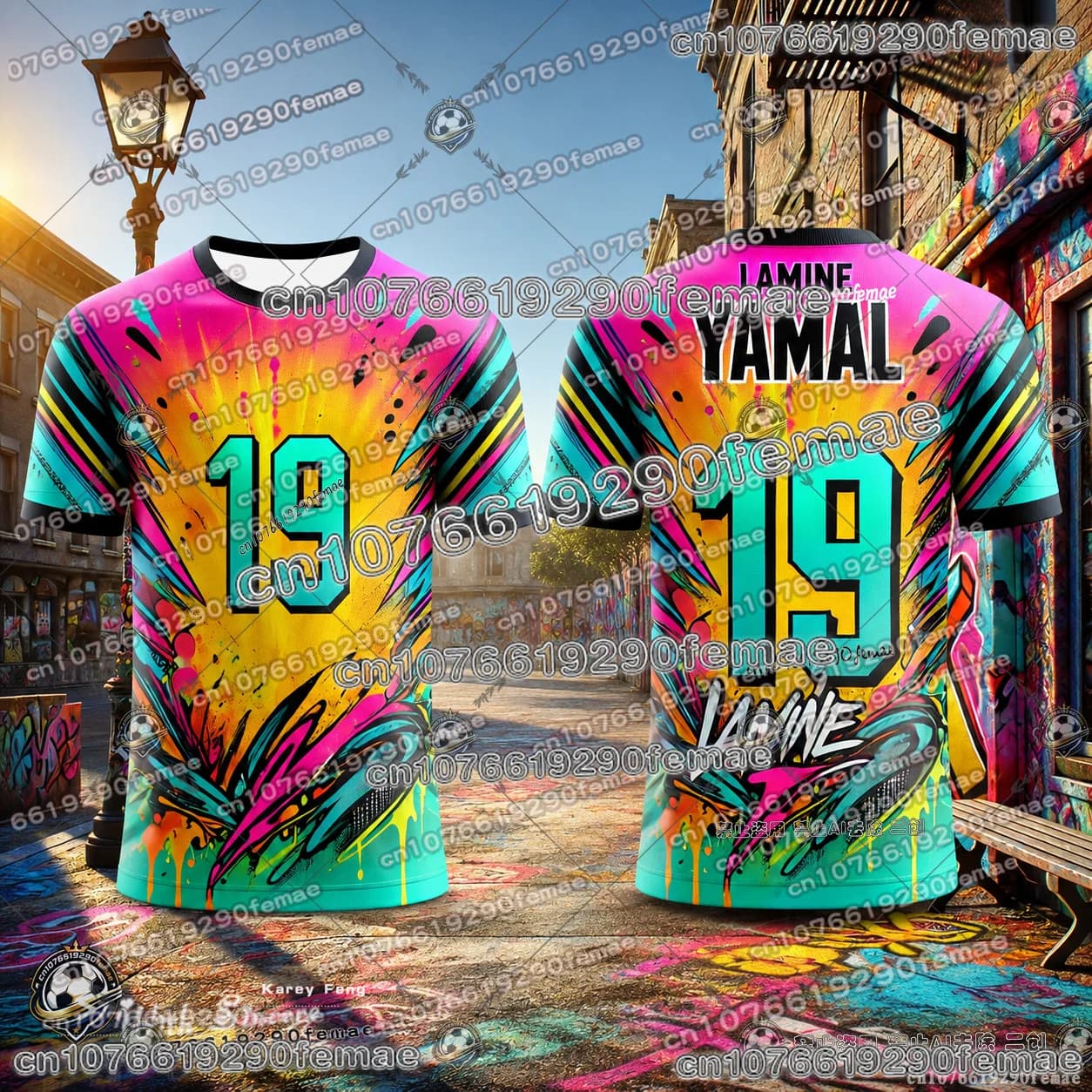Yamal Inspired Football Fan Jersey For Kids Graffiti Style Summer Breathable Soccer Shirt Training Match Streetwear Sports Top