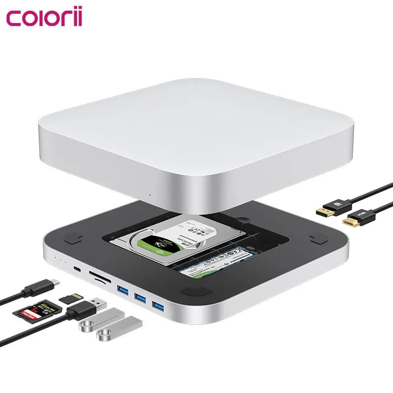 per Mac mini con custodia SSD 2.5 SATA NVME M.2 DP USB3.0 M1/M2 Hub USB C con custodia per disco rigido Docking station di tipo C