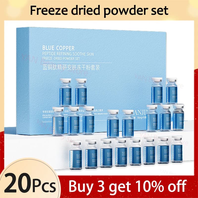 20PCS Peptide di Rame Blu Polvere Liofilizzata Set Oligopeptide Anti Rughe Essenza Ridurre I Pori Trattamento Dell'acne Siero Per La Cura Della Pelle