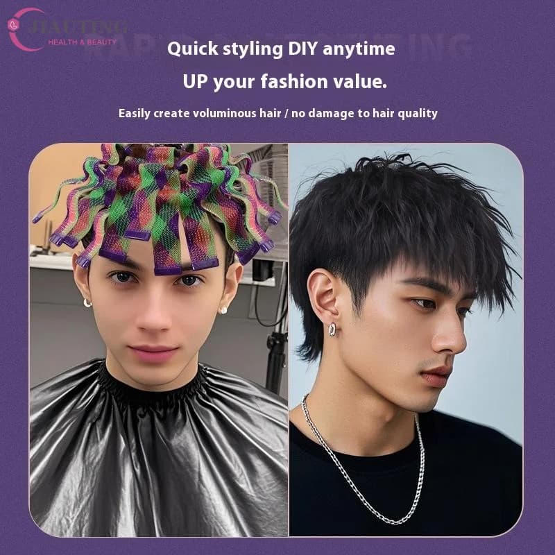 18/28Pcs Magic Heatless Water Wave Hair Curler Texture Automatic Rolling Bar Hair Styling Wave Forming Iron Hair Texturing Tool
