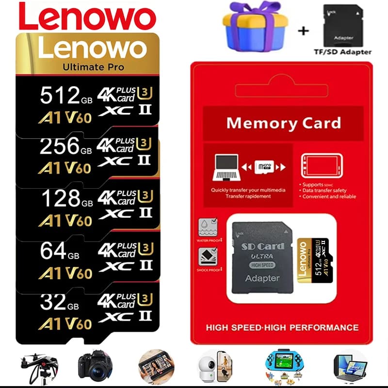 Fast Memory Card 64GB 512GB 128GB 32GB SD Cards TF Cards Micro TF SD Card UHS-I Class 10 for Desktop/Phone/E-Reader