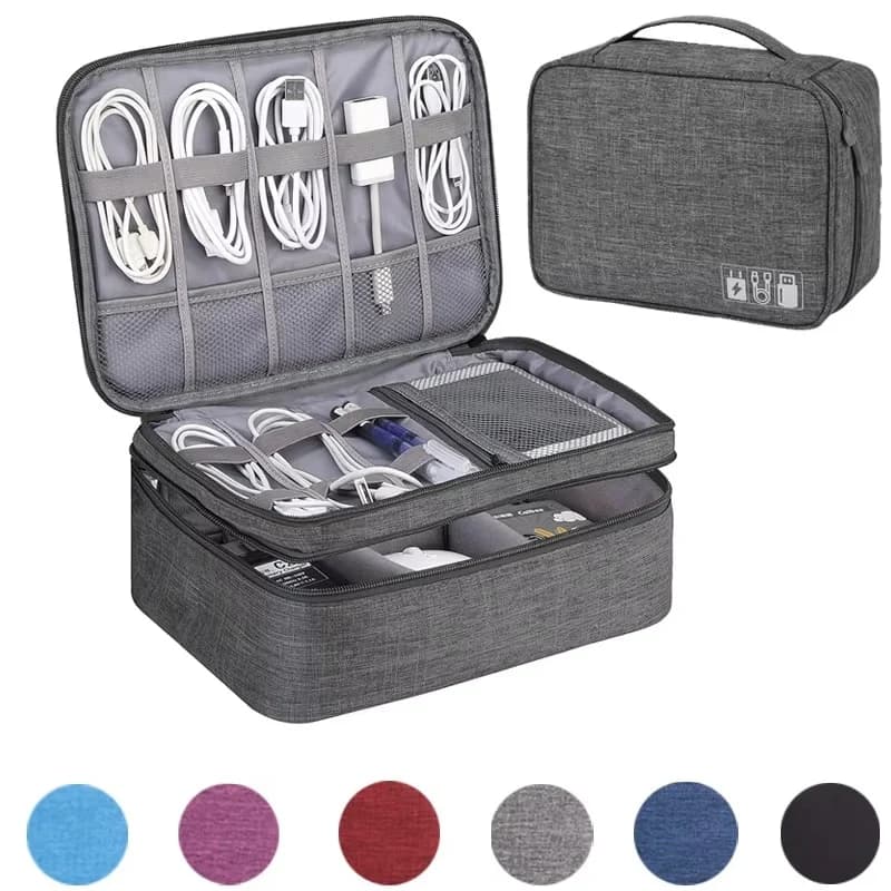 Borsa porta cavi impermeabile, organizer per accessori elettronici digitali, custodia portatile da viaggio per cavi USB e auricolari.