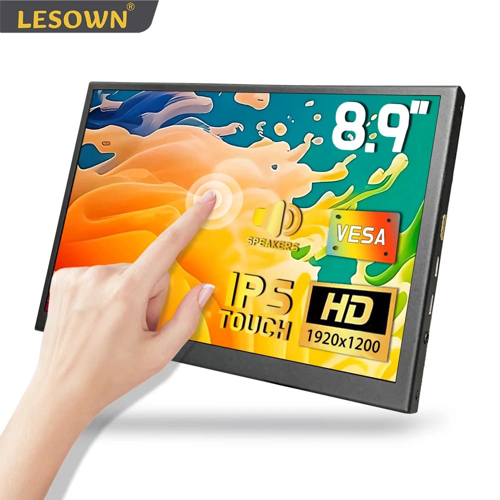 LESOWN 8.9 10.1 pollici piccolo Monitor Touchscreen largo mini HDMI USB C 1920x1200 IPS PC Extender Display portatile con supporto