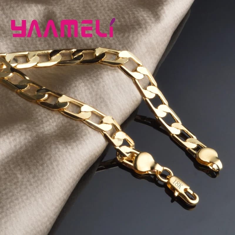 Braccialetti a catena a maglie Figaro in metallo pesante placcato oro giallo punk 18 carati con fermagli a moschettone per regalo di gioielli per feste di nozze da donna
