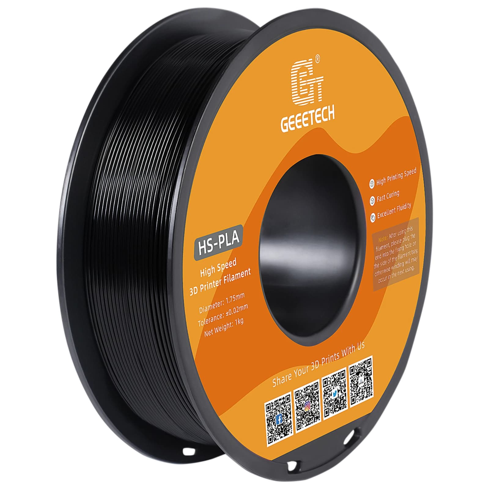 GEEETECH 1 kg 1 bobina Filamento PLA ad alta velocità 1,75 mm, polimerizzazione rapida, filamento per stampa 3D ad alta velocità HS-PLA, migliore liquidità