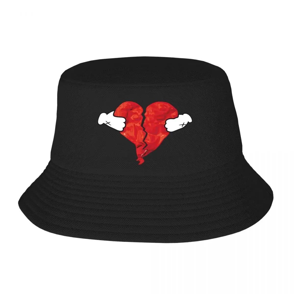 New Custom Kanye West Heart Break Bucket Hat Women Men Beach Sun Summer Camping Cap