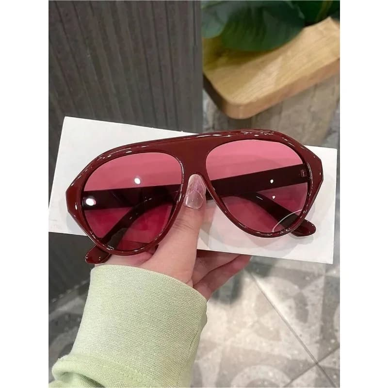 1 paio di occhiali da donna bordeaux, montatura tinta unita, montatura grande, occhiali alla moda per vacanze casual ivv