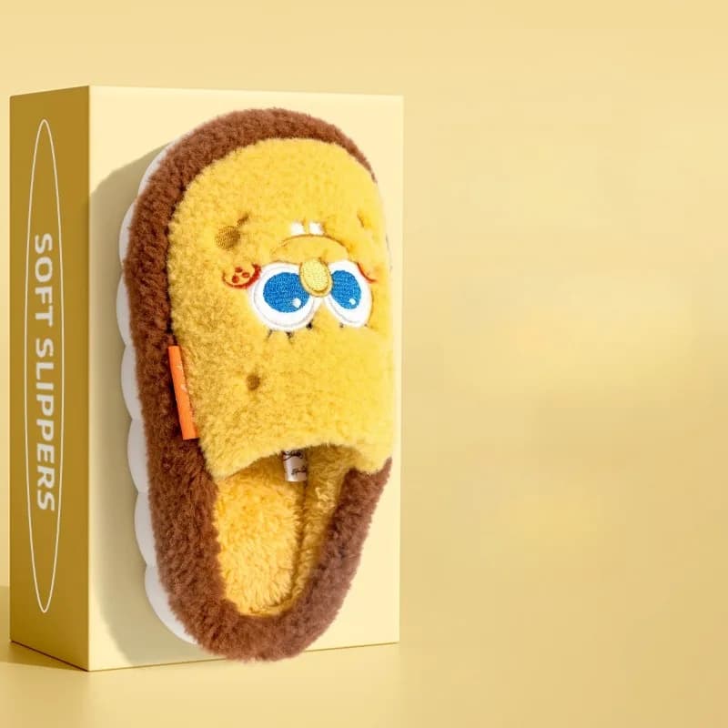 Pantofole in Cotone Spongebob Squarepants, Autunno e Inverno, Kawaii, Casual da Esterno, Trendy con Interno in Velluto Caldo