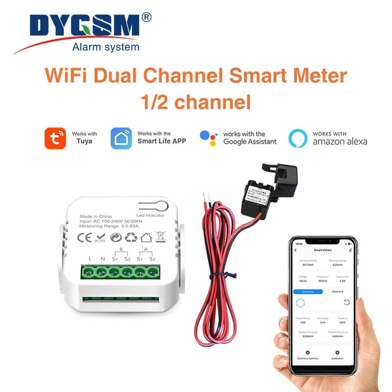 Tuya Smart Wifi Contatore di energia intelligente Sistema solare fotovoltaico Consumo di produzione di energia Misuratore di monitoraggio bidirezionale Controllo APP
