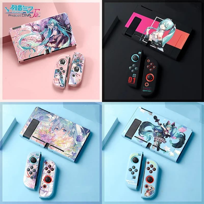 Hatsune Miku Anime Custodia per Nintendo Switch/switch Oled Cover TPU Soft Shell Compatibile Base di ricarica Custodia per console Kawaii Regalo