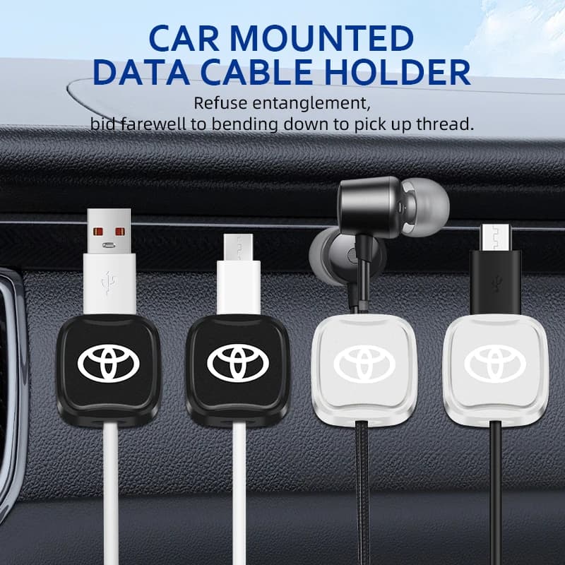 Car interior wall decals, data cable clips, USB cable support for Toyota Corolla, Camry, Rav4, Yaris, Hilux, Prius, Auris