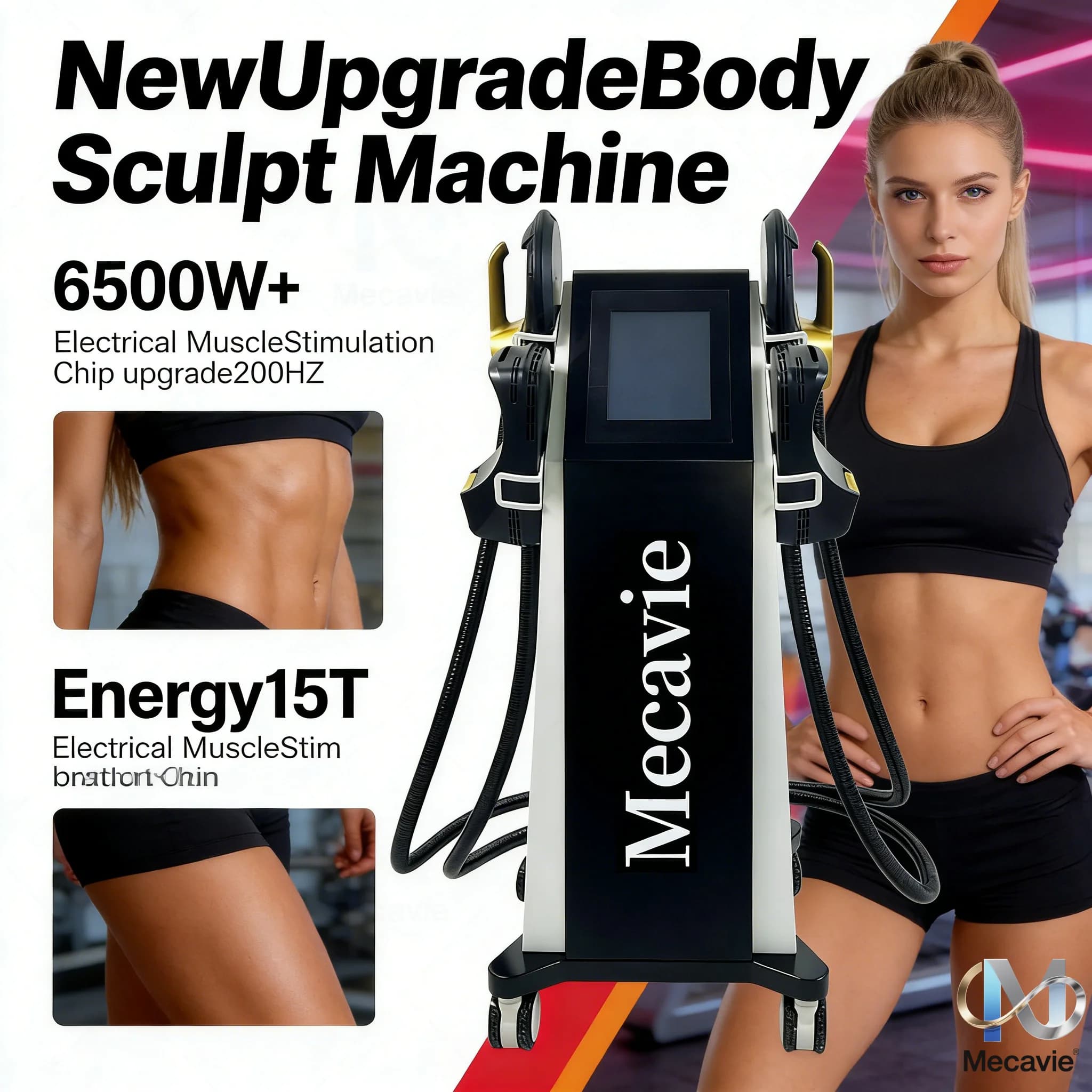 Nuovo 2026 MECAVIE 15 T 6500W Macchina per Scolpire il Corpo, Perdita di Peso, Stimolazione Muscolare EMS, Dimagrimento e Riduzione del Grasso
