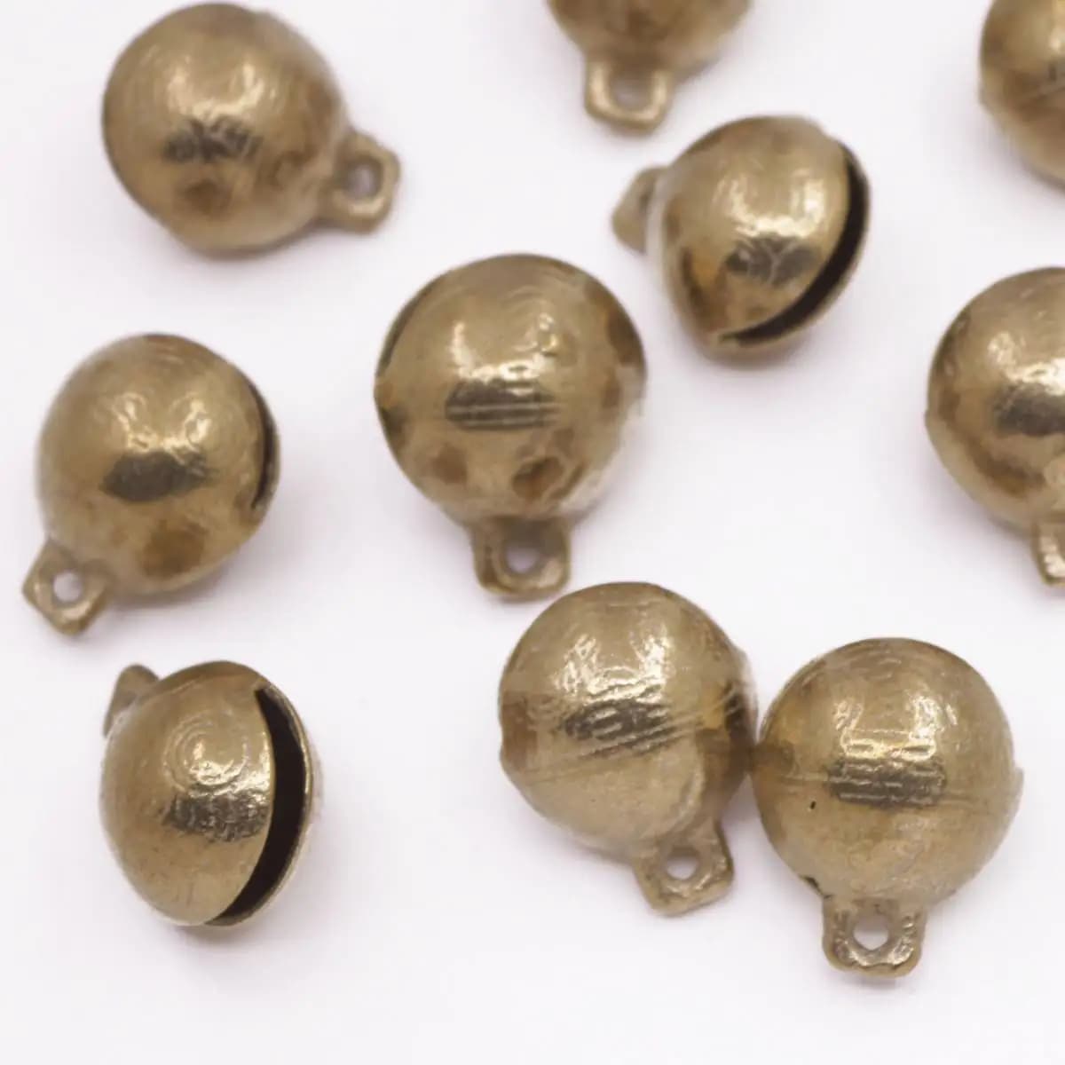 10PCS Collectibles 15mmX19mm Tibetan Brass Copper Craft Tiger's Head Bells Feng Shui