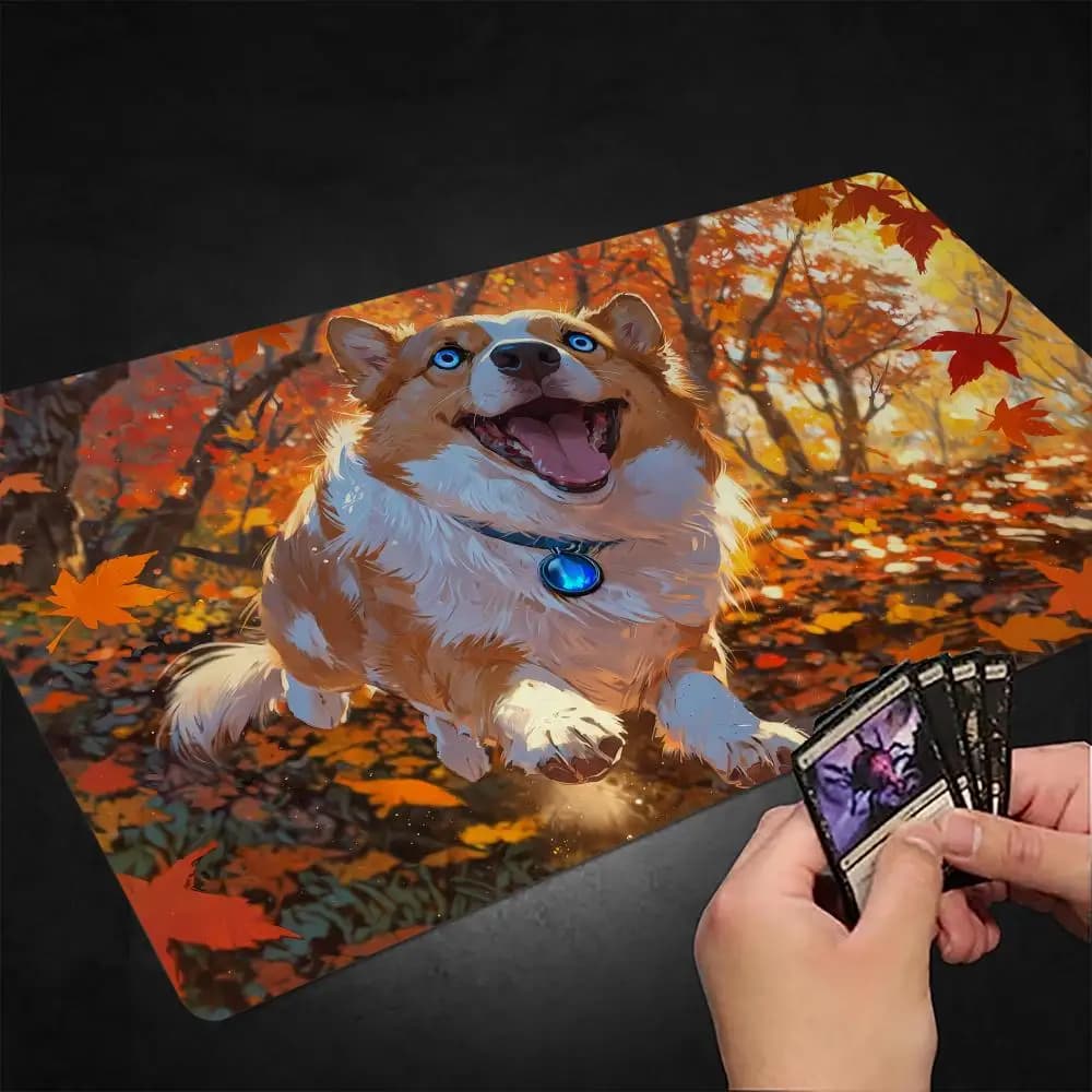 Tappetino da gioco Energetic Corgi MTG per Magic Card Battle Mat, antiscivolo, resistente, tappetino Commander per giochi da tavolo, stampa HD per TCG