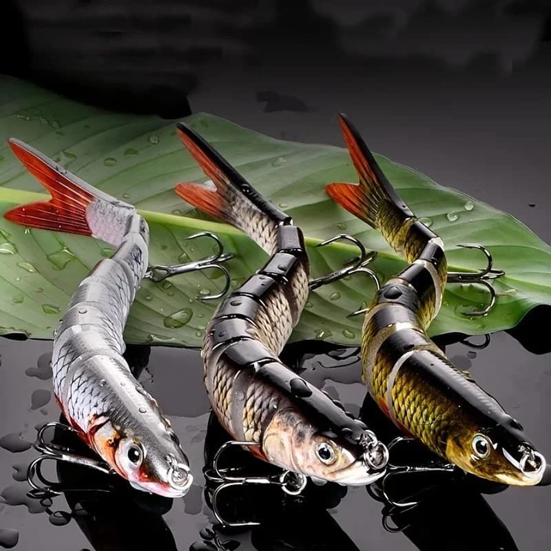 1 Pezzo Esche Artificiali Snodate, Slow Sink Bionic Crank Bait per la Pesca di Trota e Spigola, Acqua Dolce e Salata, Esche da Pesca
