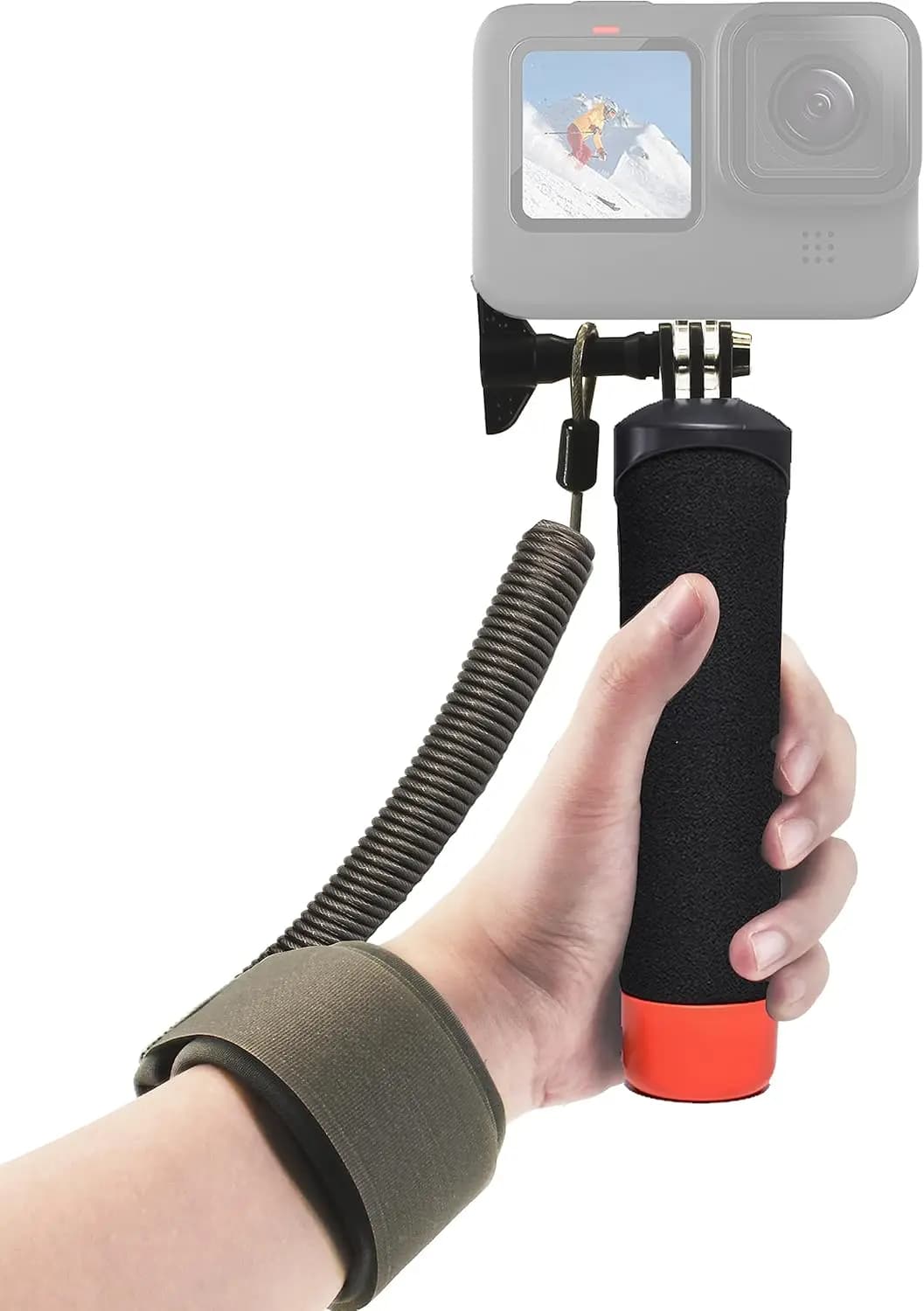 FitStill Waterproof Monopod Floating Hand Grip Snorkeling Selfie Pole Stick +Steel cored Safety Wrist Strap Rope for Go Pro Hero