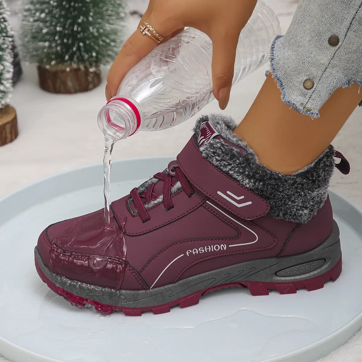 Snow Boots for Women Casual Winter Shoes Non-slip Platform Warm Ankle Boots Combat Outdoor Short Plush Hiking Boots Botas Mujer