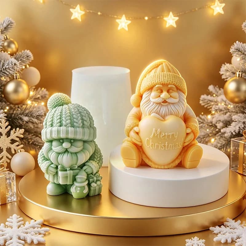 Christmas Candle Santa Claus Silicone Mold DIY Plaster Casting Resin Crafts Mould Xmas Decoration Soy Wax Candle Making Supplies