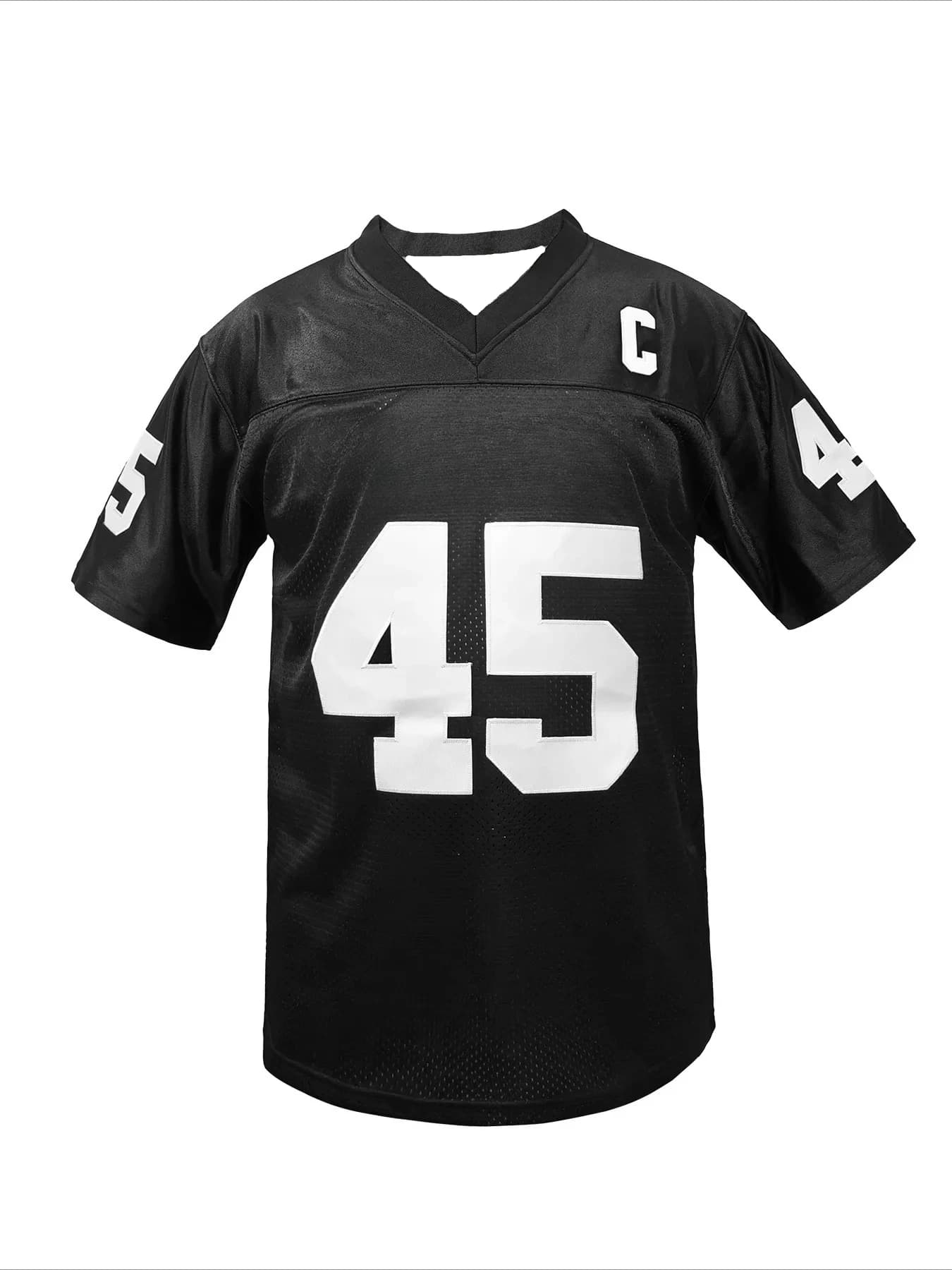 NO.45 American football sweater with letter print with V-neck T-shirt classic breathable retro loose uniform sweatshirt for adults Moto