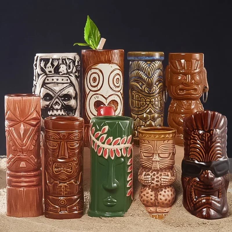 60 tipi di tazze Tiki hawaiane, bicchieri da cocktail in ceramica, decorazioni per bicchieri da vino, ornamenti, bicchieri per bevande, regalo personalizzato