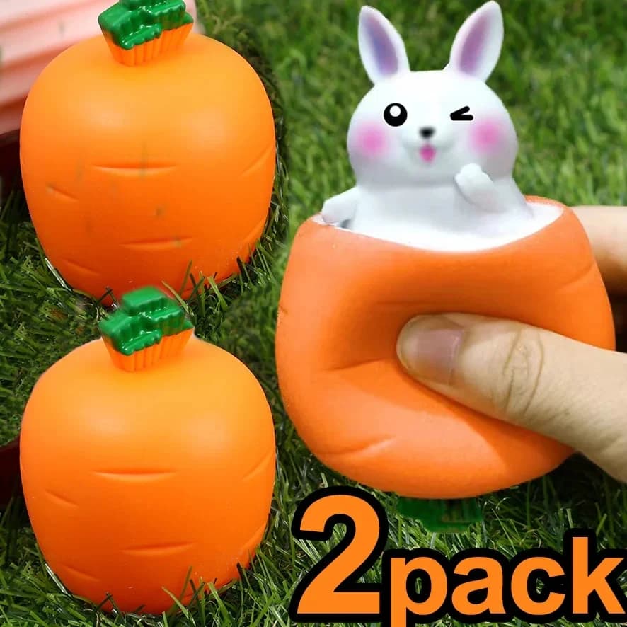 2 pz Squishy Carota Coniglio Spremere Giocattoli Telescopici Per Bambini Per Bambini Ravanello Coniglio Tazza Pizzico Giocattolo di Musica Creativo Alleviare Lo Stress Regalo